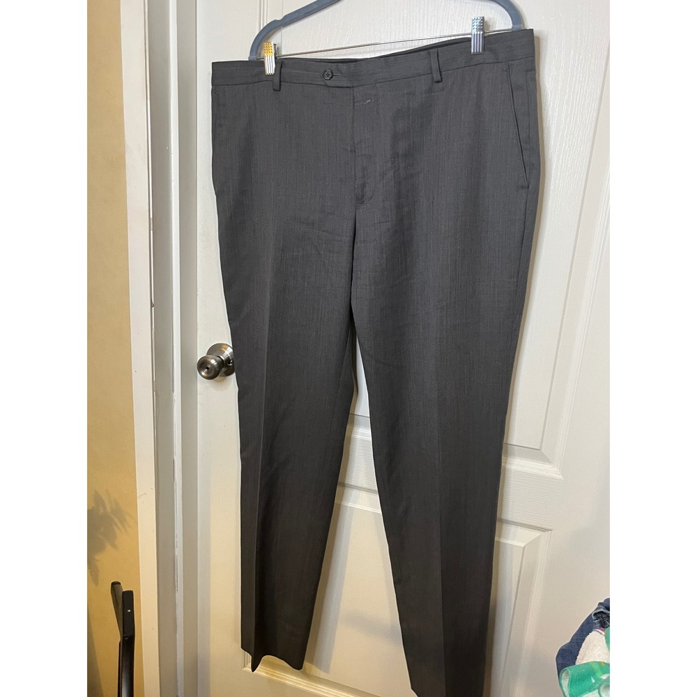 Egara‎ Men's Charcoal Gray Pants Size 40 Flat Front x32L 100% wool